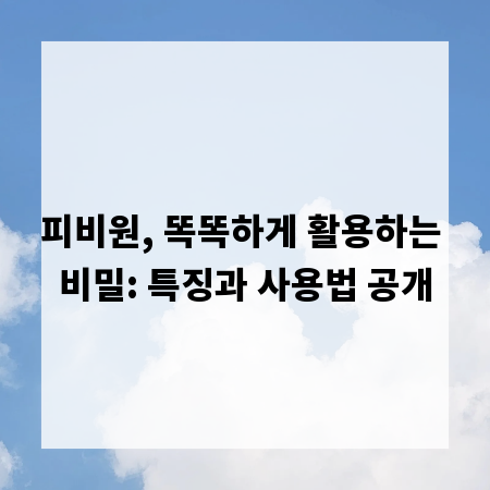 피비원, 똑똑하게 활용하는 비밀: 특징과 사용법 공개