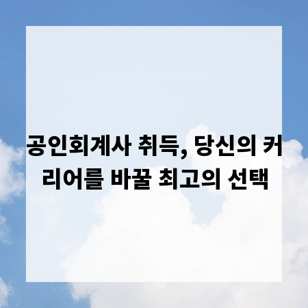 공인회계사 취득, 당신의 커리어를 바꿀 최고의 선택