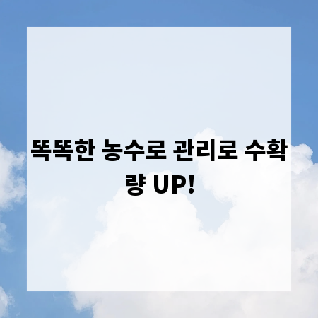 똑똑한 농수로 관리로 수확량 UP!