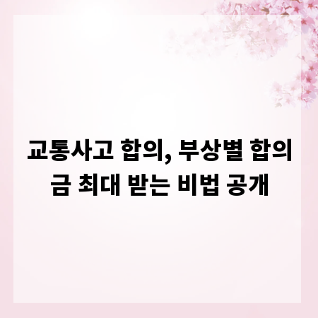 교통사고 합의, 부상별 합의금 최대 받는 비법 공개