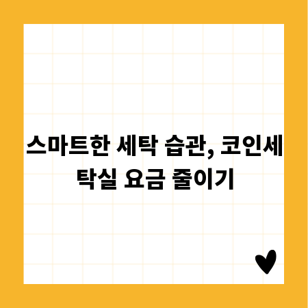 스마트한 세탁 습관, 코인세탁실 요금 줄이기