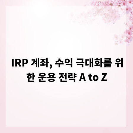 IRP 계좌, 수익 극대화를 위한 운용 전략 A to Z