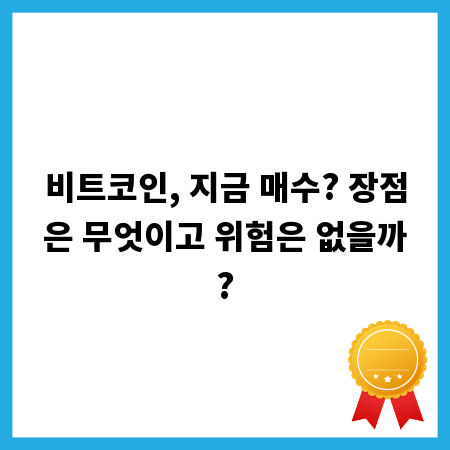 비트코인, 지금 매수? 장점은 무엇이고 위험은 없을까?
