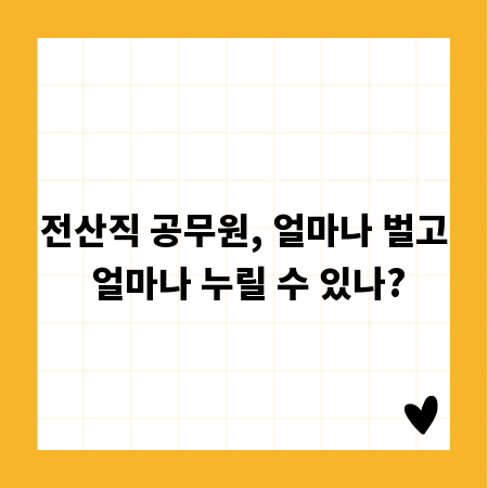 전산직 공무원, 얼마나 벌고 얼마나 누릴 수 있나?