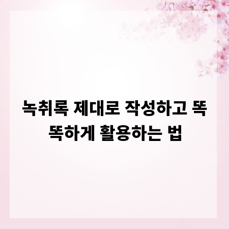 녹취록 제대로 작성하고 똑똑하게 활용하는 법