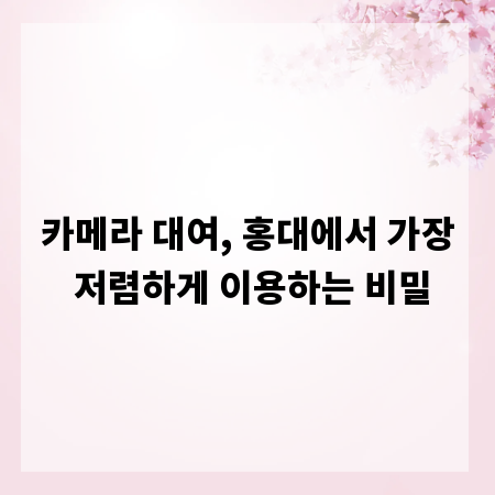 카메라 대여, 홍대에서 가장 저렴하게 이용하는 비밀