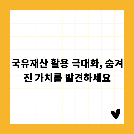 국유재산 활용 극대화, 숨겨진 가치를 발견하세요