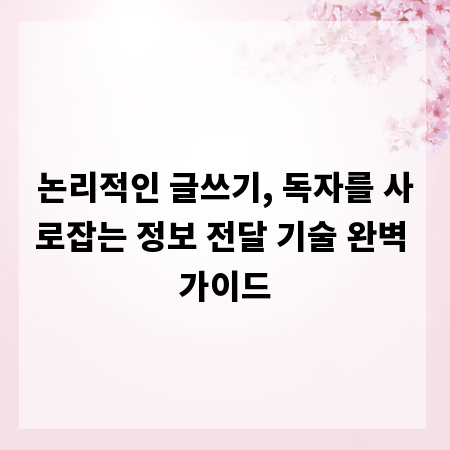 논리적인 글쓰기, 독자를 사로잡는 정보 전달 기술 완벽 가이드
