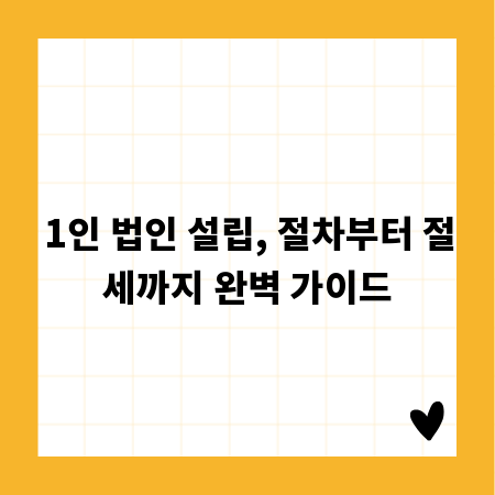1인 법인 설립, 절차부터 절세까지 완벽 가이드