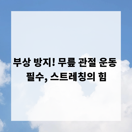 부상 방지! 무릎 관절 운동 필수, 스트레칭의 힘