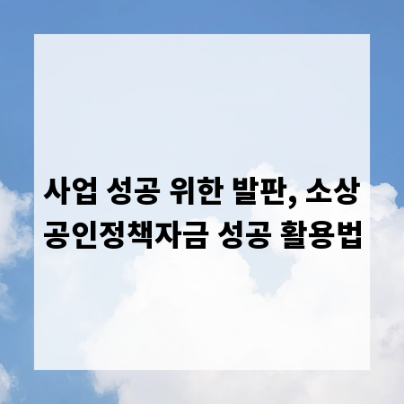 사업 성공 위한 발판, 소상공인정책자금 성공 활용법