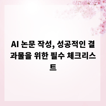 AI 논문 작성, 성공적인 결과물을 위한 필수 체크리스트