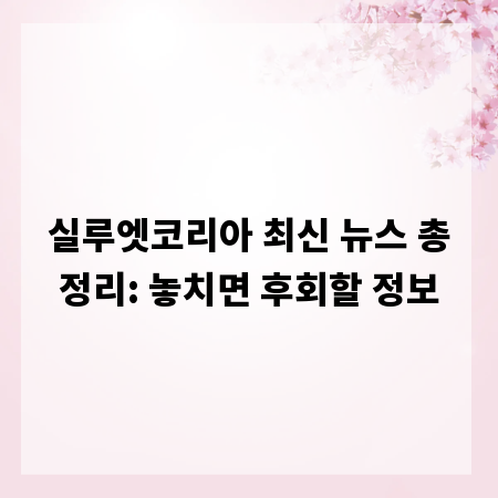 실루엣코리아 최신 뉴스 총정리: 놓치면 후회할 정보