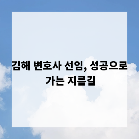 김해 변호사 선임, 성공으로 가는 지름길