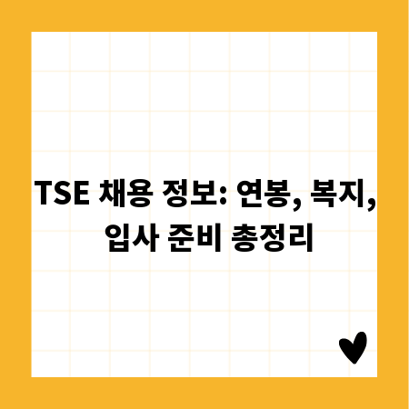 TSE 채용 정보: 연봉, 복지, 입사 준비 총정리