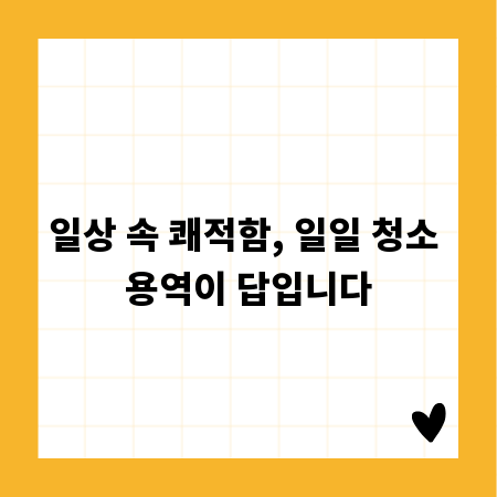 일상 속 쾌적함, 일일 청소 용역이 답입니다