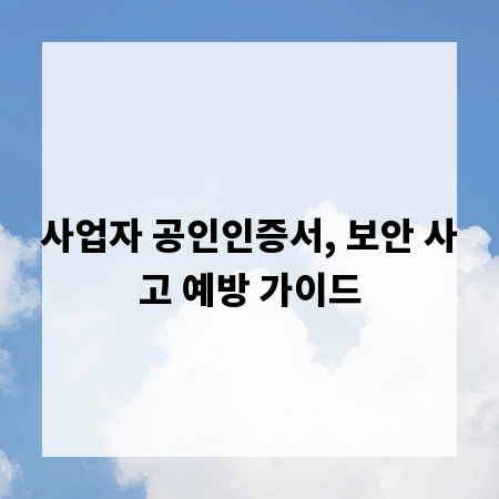 사업자 공인인증서, 보안 사고 예방 가이드