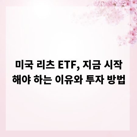 미국 리츠 ETF, 지금 시작해야 하는 이유와 투자 방법
