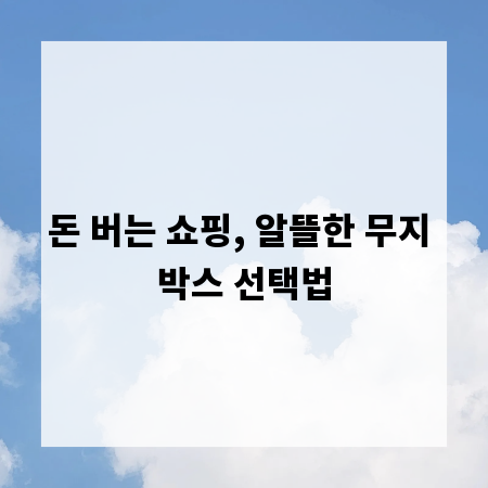 돈 버는 쇼핑, 알뜰한 무지 박스 선택법