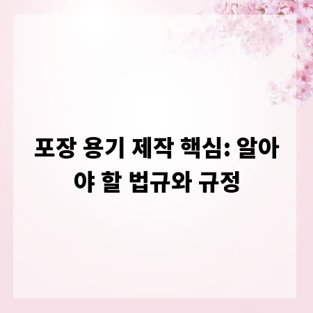 포장 용기 제작 핵심: 알아야 할 법규와 규정