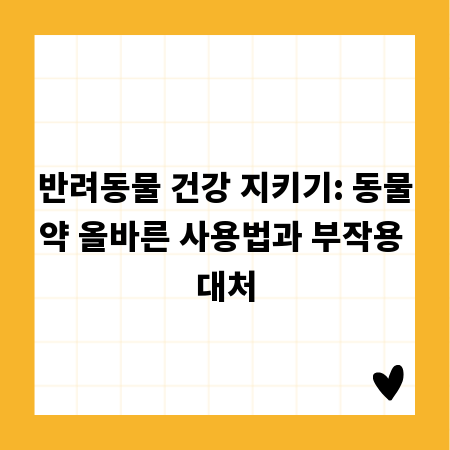 반려동물 건강 지키기: 동물약 올바른 사용법과 부작용 대처