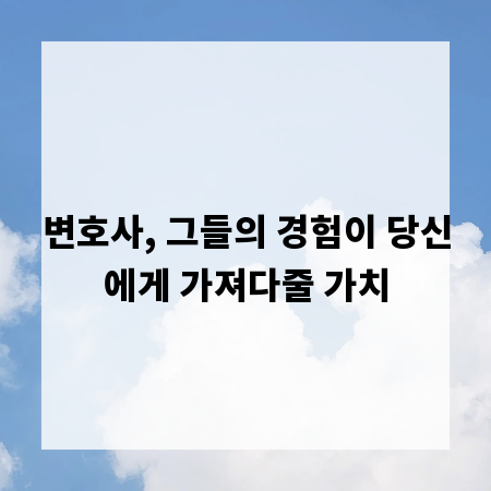 변호사, 그들의 경험이 당신에게 가져다줄 가치