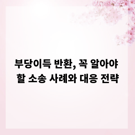 부당이득 반환, 꼭 알아야 할 소송 사례와 대응 전략