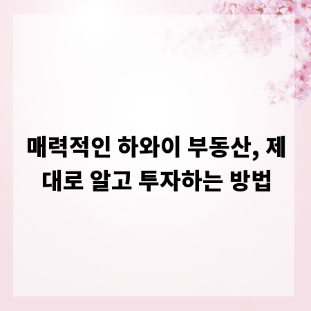 매력적인 하와이 부동산, 제대로 알고 투자하는 방법