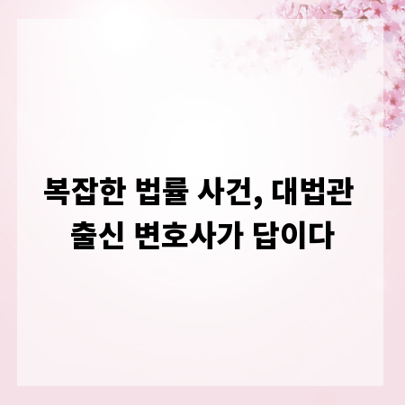 복잡한 법률 사건, 대법관 출신 변호사가 답이다