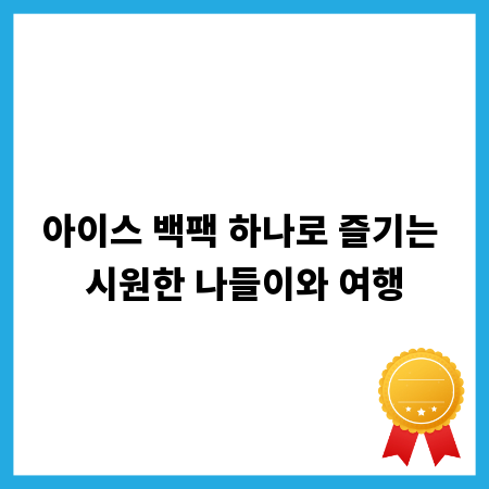 아이스 백팩 하나로 즐기는 시원한 나들이와 여행