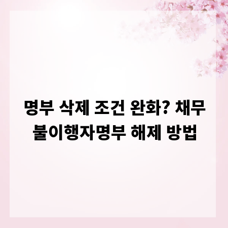 명부 삭제 조건 완화? 채무불이행자명부 해제 방법