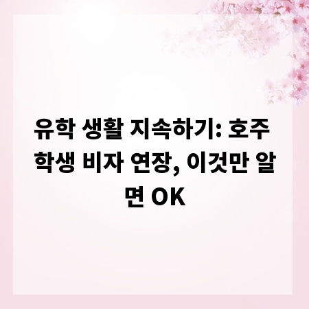 유학 생활 지속하기: 호주 학생 비자 연장, 이것만 알면 OK