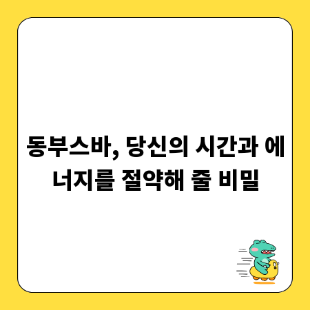 동부스바, 당신의 시간과 에너지를 절약해 줄 비밀