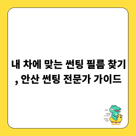 내 차에 맞는 썬팅 필름 찾기, 안산 썬팅 전문가 가이드