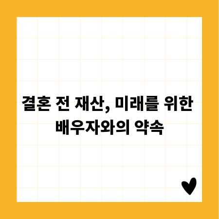 결혼 전 재산, 미래를 위한 배우자와의 약속