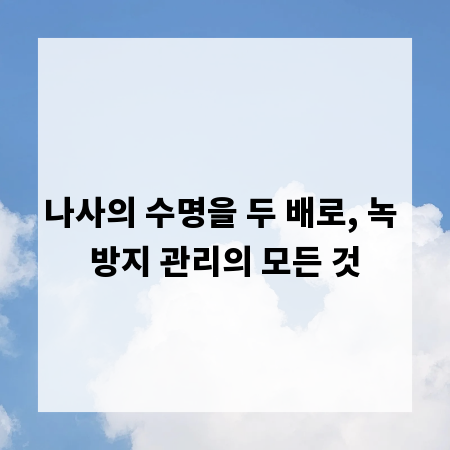 나사의 수명을 두 배로, 녹 방지 관리의 모든 것