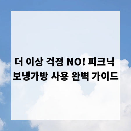 더 이상 걱정 NO! 피크닉 보냉가방 사용 완벽 가이드