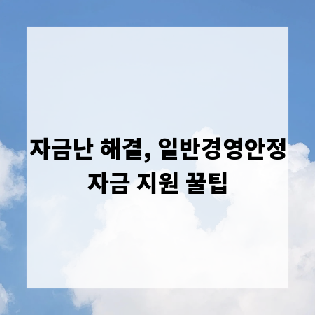 자금난 해결, 일반경영안정자금 지원 꿀팁