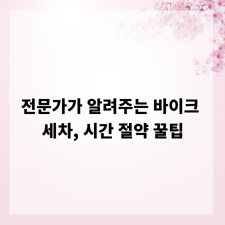 전문가가 알려주는 바이크 세차, 시간 절약 꿀팁