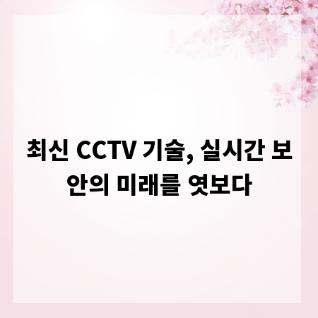 최신 CCTV 기술, 실시간 보안의 미래를 엿보다