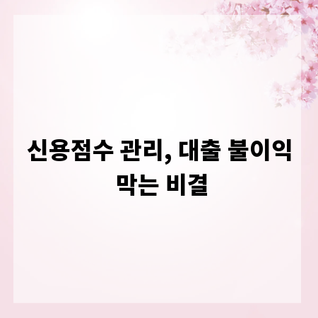 신용점수 관리, 대출 불이익 막는 비결