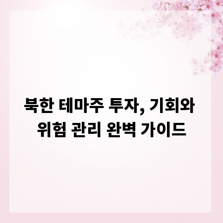 북한 테마주 투자, 기회와 위험 관리 완벽 가이드