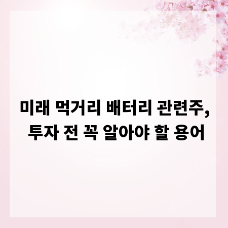 미래 먹거리 배터리 관련주, 투자 전 꼭 알아야 할 용어