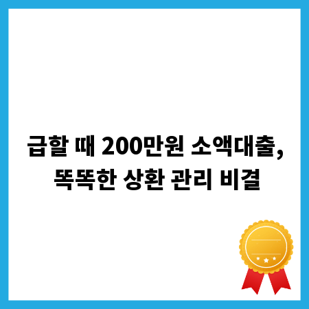 급할 때 200만원 소액대출, 똑똑한 상환 관리 비결