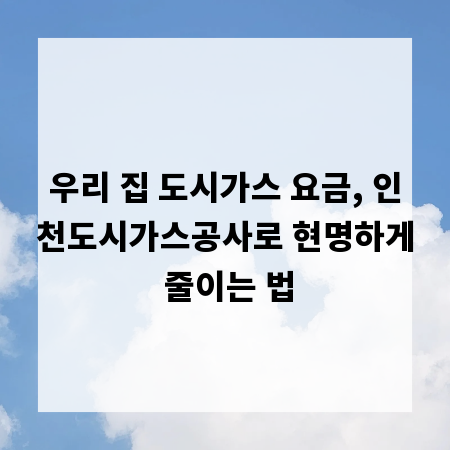 우리 집 도시가스 요금, 인천도시가스공사로 현명하게 줄이는 법