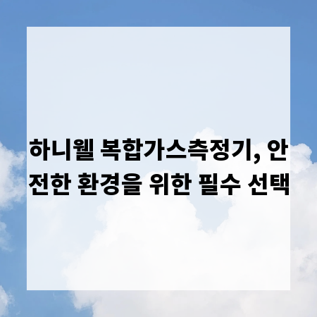 하니웰 복합가스측정기, 안전한 환경을 위한 필수 선택