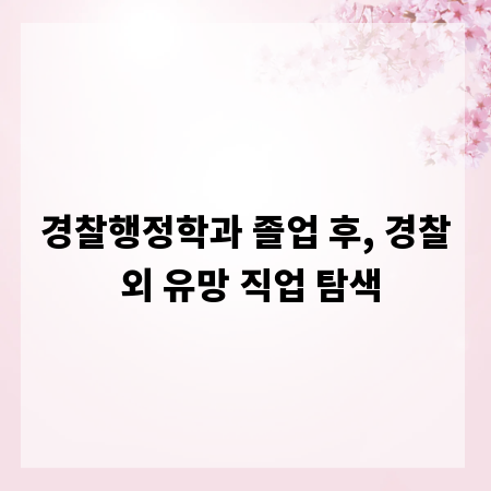 경찰행정학과 졸업 후, 경찰 외 유망 직업 탐색