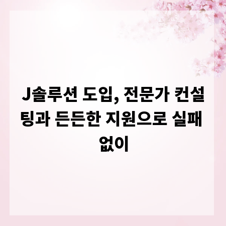 J솔루션 도입, 전문가 컨설팅과 든든한 지원으로 실패 없이