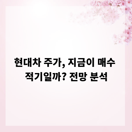현대차 주가, 지금이 매수 적기일까? 전망 분석