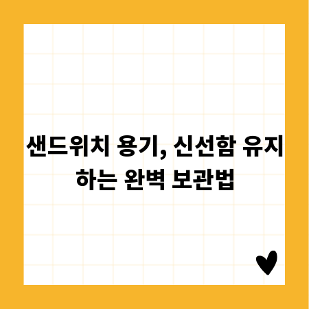 샌드위치 용기, 신선함 유지하는 완벽 보관법